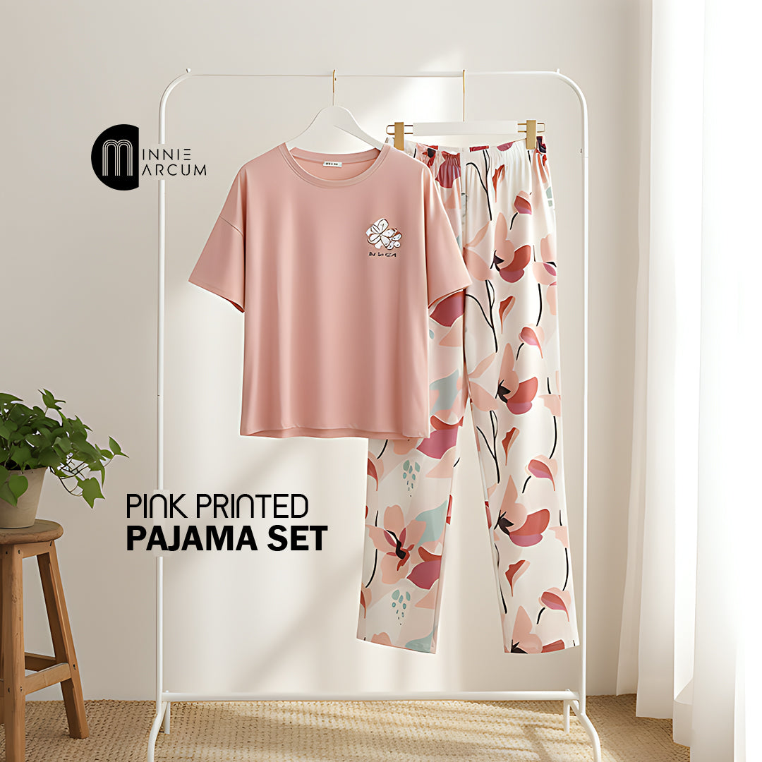 Pink Print Pajama Set