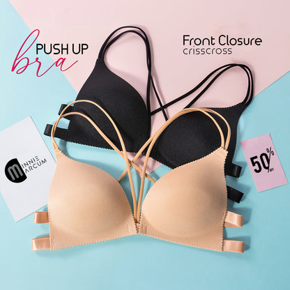 Front Closure crisscross PUSH UP Bra