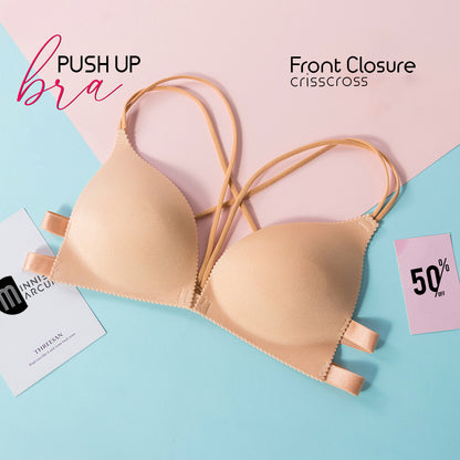 Front Closure crisscross PUSH UP Bra