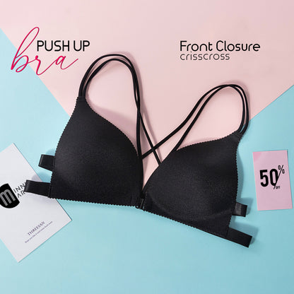 Front Closure crisscross PUSH UP Bra