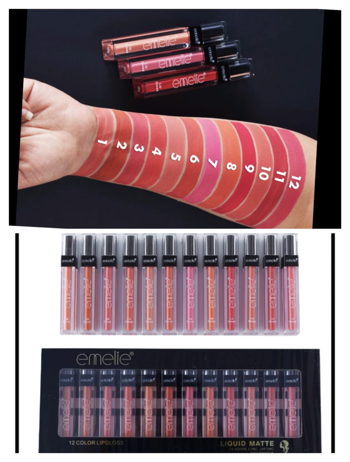 Emelie Matte LipGloss ( Pack of 12 )