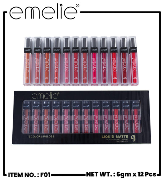 Emelie Matte LipGloss ( Pack of 12 )