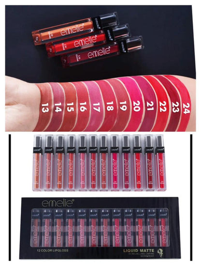Emelie Matte LipGloss ( Pack of 12 )