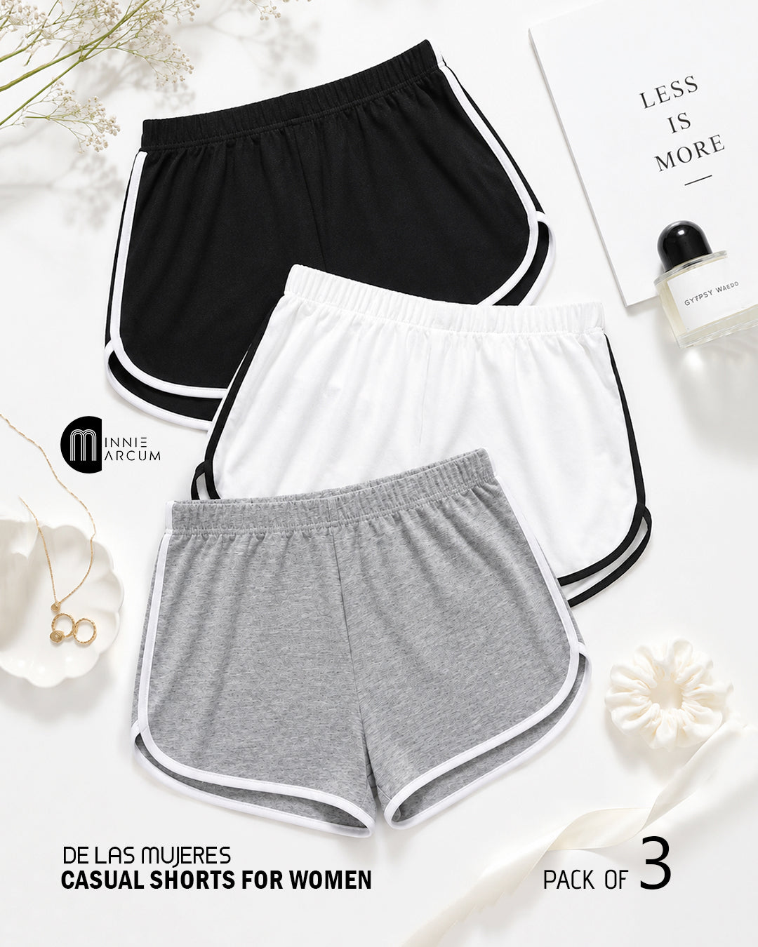 De Las Mujeres Casual Shorts For Women (Pack of 3)