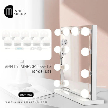 Makeup Vanity Mirror Lights / 10 Bulbs 3 Colors Modes