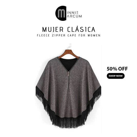 MUJER CLÁSSICA FLEECE ZIPPER CAPE FOR WOMEN