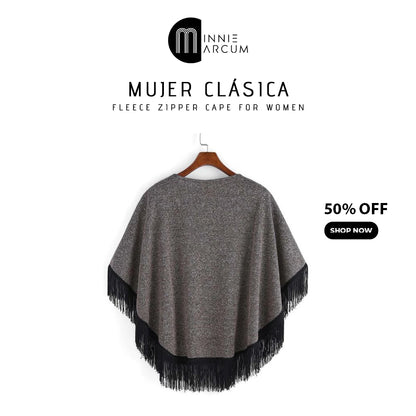 MUJER CLÁSSICA FLEECE ZIPPER CAPE FOR WOMEN