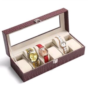 Watch Box! – 6 Slot Leather Watch Display Case! – High Quality Organizer! –