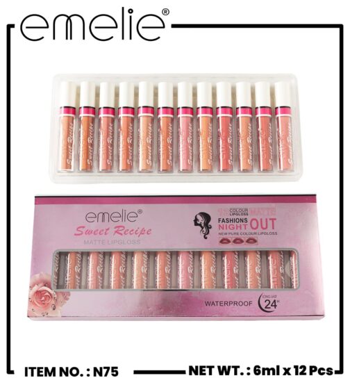 Emelie Matte Sweet LipGloss ( 12 Pieces ) NUDE Colors