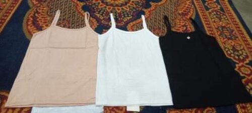 PACK OF 3 CAMISOLE TOPS IN SOFT COTTON JERSEY WITH NARROW SHOULDER STRAPS photo review