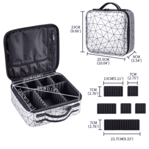 Portable Square Partition Cosmetic Bag Travel Makeup Organizer Nail Beauty Professional Make Up Storage Box – Silver