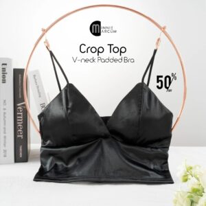 “Enhance your comfort and style with Crop Top V-Neck Padded Bra, featuring a secure back closure with 3 rows of 8 hooks. ( 50% off Shop Now )