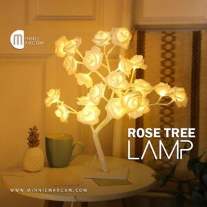 Rose Tree LAMP , LED white Roses Tree Lamp 22 Soft Foamic Roses 18 Inches Height metal base Bedroom Wedding decoration