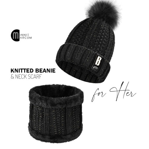 Knitted Beanie & Neck Scarf for Her - Image 2