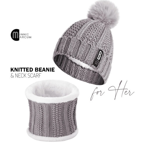 Knitted Beanie & Neck Scarf for Her - Image 5