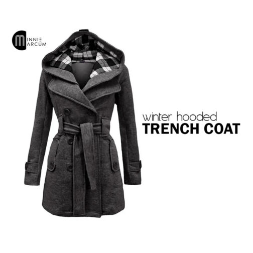 Winter Hooded Trench Coat - Image 7